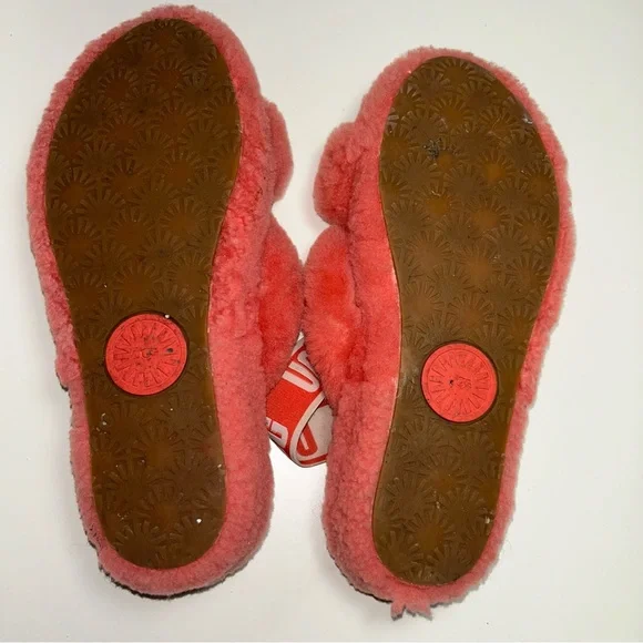 Ugg Oh Yeah 1107953 Fluffy Coral Sheepskin Slipper Slides - Picture 12 of 12